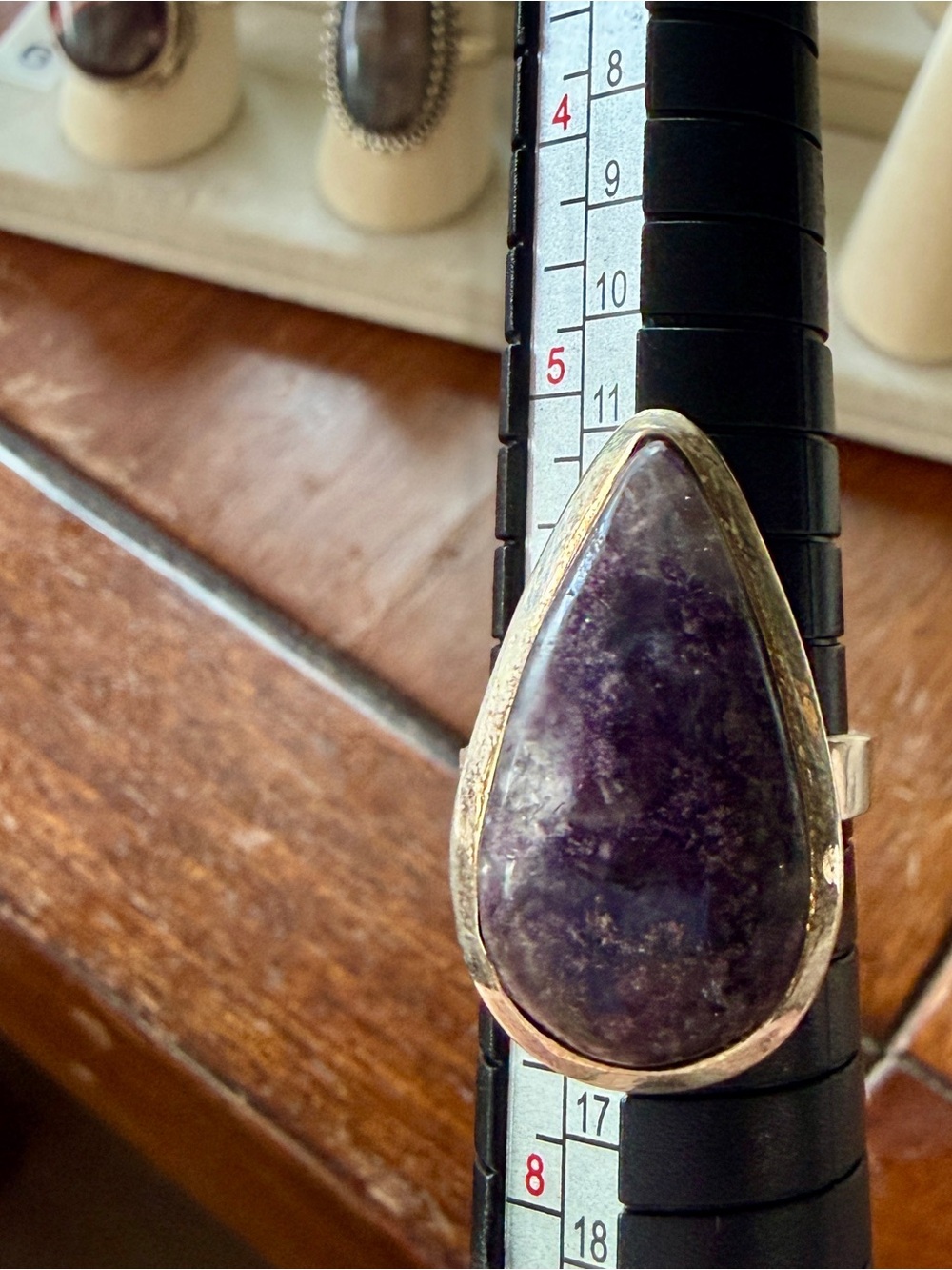 Sterling Silver Teardrop Purple Stone Ring 6.5